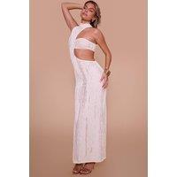 Public Desire Women's Textured Asymmetric Cut Out Maxi Dress Cream | Size: 14