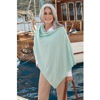 WoolOvers Women's Cashmere Merino Blend Button Poncho in Green