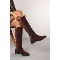 Where's That From Women's 'Parker' Knee High Boots With Side Zip in Brown | Size: 4