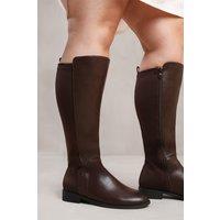 Where's That From Women's 'Parker' Stretch Wide Calf Knee High Boots With Side Zip in Brown | Size: 4E