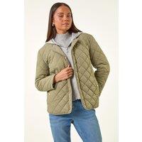 Roman Women's Petite Contrast Hooded Puffer Coat in Khaki | Size: 18