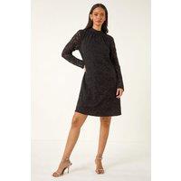 Dusk Women's Baroque Lace Shift Dress in Black | Size: 14