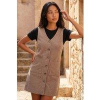 Roman Women's Petite Cord Pinafore Dress in Stone | Size: 8