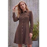 Roman Women's Collared Buttoned Shirt Dress in Chocolate | Size: 12