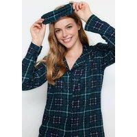 WOVCOR Women's 2-Piece Checked Knit Pajama Set With Sleep Band in Green | Size: XS