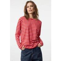 WOVCOR Women's Striped Crew Neck Knit Long Sleeve T-Shirt in Pink | Size: Medium