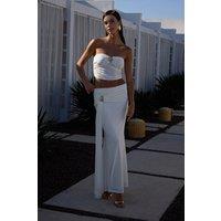 WOVCOR Women's Maxi Knit Skirt with Ring Accessory Detail in White | Size: 8