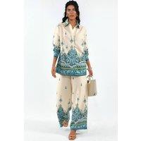 MSN Collection Women's Paisley Shirt & Wide-Leg Trousers Set | Size: Medium
