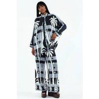 MSN Collection Women's Geometric Knit Shirt & Wide-Leg Pants Set | Size: Medium