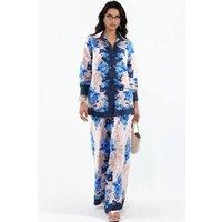 MSN Collection Women's Floral Shirt & Wide-Leg Pants Set | Size: Large