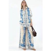 MSN Collection Women's Floral Shirt & Wide-Leg Trousers Set | Size: Large