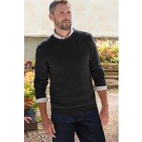 WoolOvers Men's Cashmere & Merino Crew Neck Jumper in Black | Size: Large