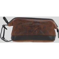 Ashwood Leather Men's 'Lou' Real Leather Wash Bag in Brown
