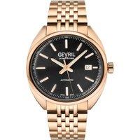 Gevril Men's Five Points Black Dial, IPRG Bracelet Watch in Rose Gold
