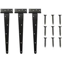 Living and Home 3Pcs 14/35cm 180-Degree Heavy-Duty T-Hinges for Wooden Door Gate in Black
