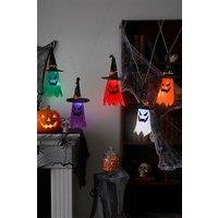 Living and Home 5Pcs Halloween Decorations Taffeta Ghost Witch Hats with LED Lights & Rope for Yard, Fence & Porch