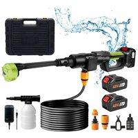 Living and Home 21V Cordless Handheld Pressure Washer Cleaner with 2 Batteries in Black