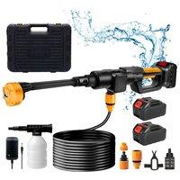 Living and Home 21V Cordless Handheld Pressure Washer Cleaner with 2 Batteries in Black