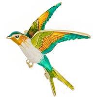Silver Editions Gold & Green Swallow Brooch | Size: 5