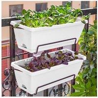 Living and Home 5-Piece Rectangle Garden Planter Set in Light Grey | Size: Medium