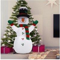 Living and Home 120cm Tall Christmas Inflatable Snowman putting up hand with Fan and Anchor Ropes Christmas Air Blown Decorations for Yard Lawn