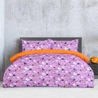 Smart Living Luxury Soft Reversible Celestial Halloween Duvet Cover & Pillowcases in Lilac | Size: Single