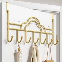 KORVIXA Metal Over the Door 7 Hook Rack in Gold | Size: 800mm