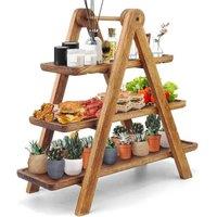 KORVIXA 3Tier Serving Set Platters Wooden Three Tiered Serving Trays in Brown | Size: 0.5m x 1m