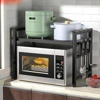 SPETLEK 2 Tier Iron Microwave Oven Rack Stand Storage in Black | Size: 0.6m2