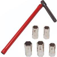 FLAVORA Tap Spanner Set Faucet Wrench with 5 Changeable 8-13mm Sockets in Red | Size: 10000mm x 520mm