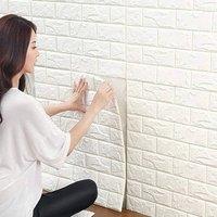 FLAVORA 10Pcs 3D Wall Panels Self Adhesive Wall Wallpaper in White | Size: 0.6m2