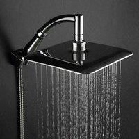 NESTLUNE High Pressure Large Square Stainless Steel Shower Head in Silver