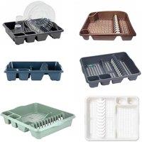 NESTLUNE Graphite Grey Plastic Kitchen Sink Dish Drainer Cutlery Plate | Size: 100 cm x 15 cm