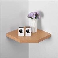FLAVORA Oak Effect-Modern Corner Floating Wall Shelf Display in Light Oak | Size: 500mm