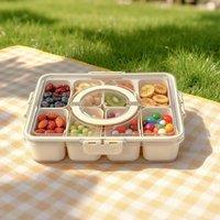 FLAVORA 1PCS Snackle Box 8 Compartments Divided Tray in Beige | Size: 0.6m2