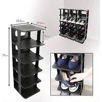 FLAVORA Black 5 Tier Vertical Shoe Holder Stand Space | Size: 500mm