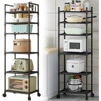 EONLION 6 Tier Storage Shelf HD for Home Office+Wheel in Black | Size: 0.6m2
