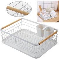 KORVIXA Dish Drainer w/ Detachable Drip Tray Kitchen Sink Rack in White | Size: 10000mm x 520mm