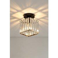 INMTFEI Square Crystal Ceiling Light Black Semi Flush Mount E27 Fixture