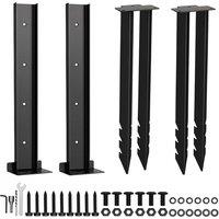 Traderight Fence Post Repair Stakes Black Powder Coated Metal Support