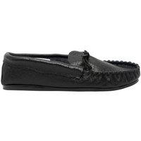 Mokkers Men's Gordon Softie Leather Moccasin Slippers in Black | Size: 13