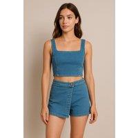 STYLEWISE Women's High Waisted Denim Shorts - Classic Fit in Blue | Size: 6