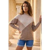 Roman Women's Colour Block Soft Knit Jumper in Beige | Size: 20