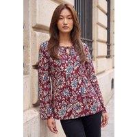 Roman Women's Floral Soft Touch Top in Burgundy | Size: 12