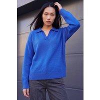 Dusk Women's Collared Knit Jumper in Royal | Size: 10