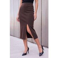 Roman Women's Front Split Knit Skirt in Chocolate | Size: 10