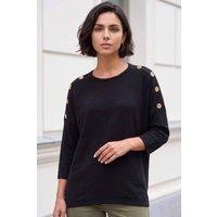 Roman Women's Button Detail Top in Black | Size: 10
