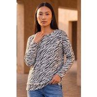 Roman Women's Animal Print Banded Hem Top in Black | Size: 10