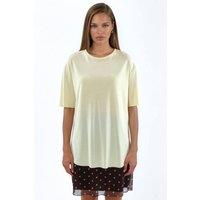 Busem Women's Loose Fit Crew Neck T-Shirt in Cream | Size: XL