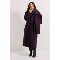 Dorothy Perkins Women's Belted Round Neck Scarf Coat in Cherry | Size: 18